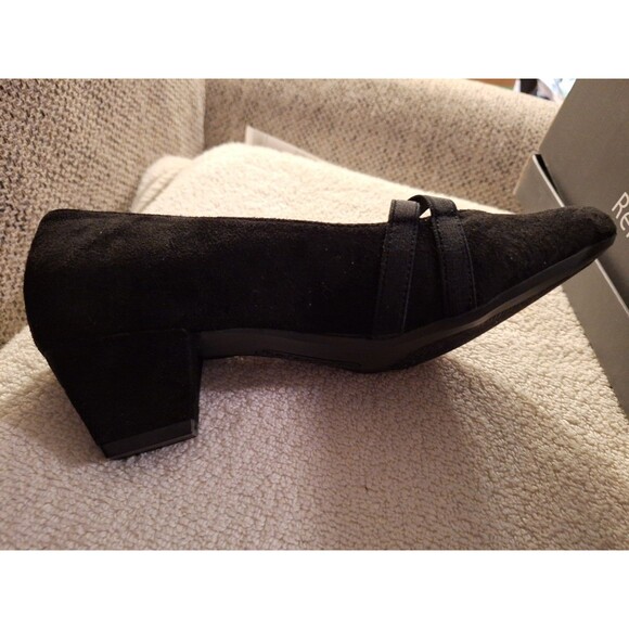 Relativity Women's Brinkley Pump Suede Heels 2" Slip On Ruche‎ Strap Black 6M - Picture 4 of 10